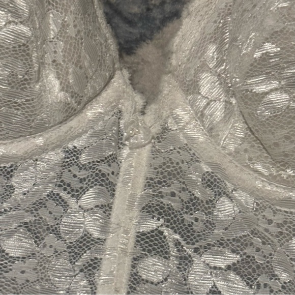 VINTAGE 70S 80S WHITE CARNIVAL BUSTIER STRAPLESS STRUCTURED LACE CORSET TOP BRA - Picture 7 of 16